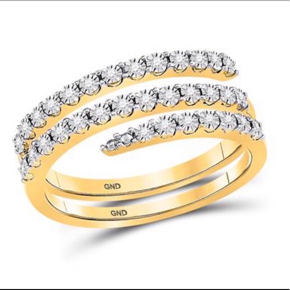 Real diamond stunning spiral band not CZ not moissanite promise wedding ring WOW - Picture 3 of 3